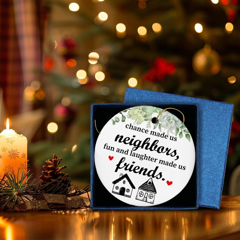 ZOSAN Neighbors Chrismas Ceramic Ornament, Best Neighbors Gifts, Friendship Gifts for Neighbors, Chance Made Us Neighbors Ornament - Image 4